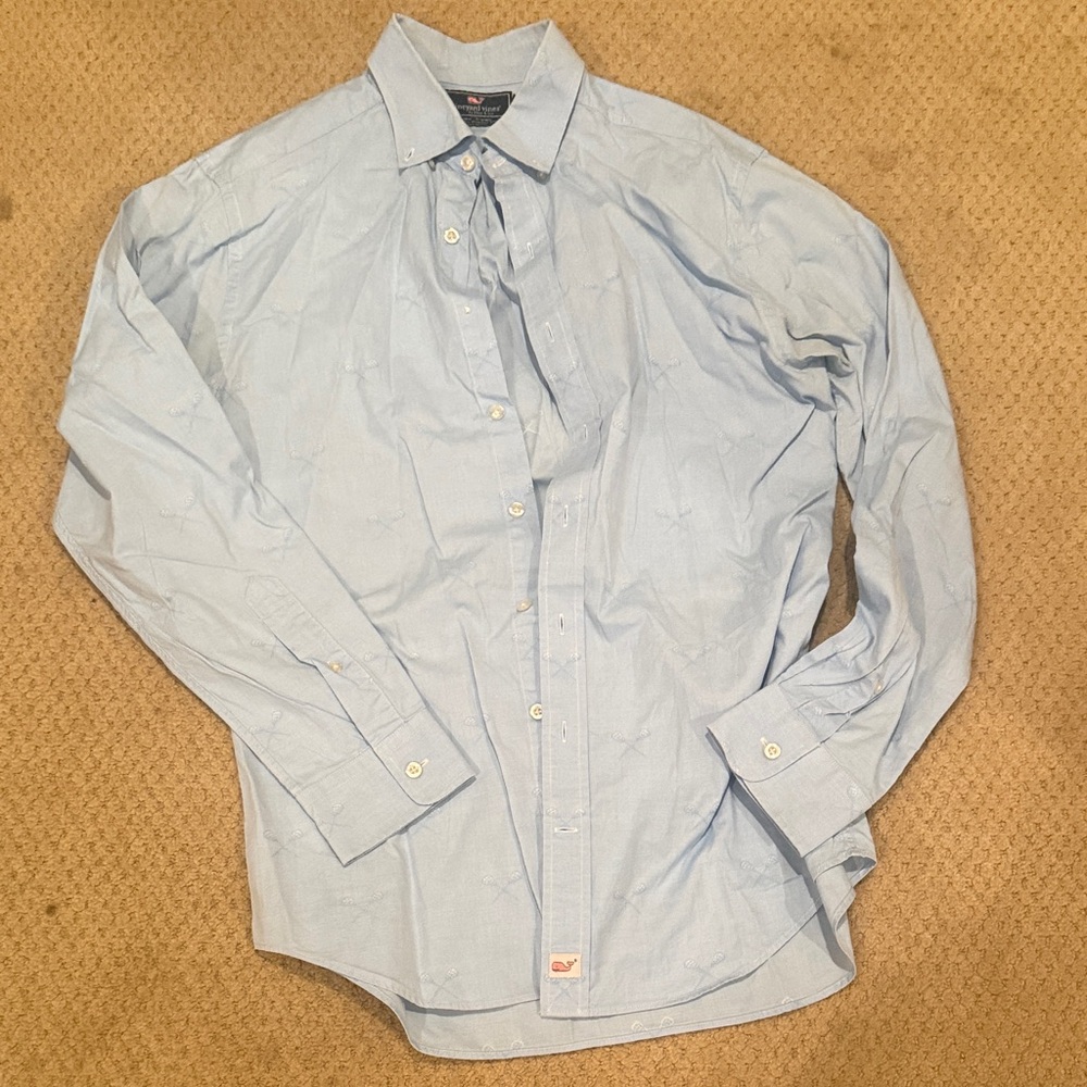 Vineyard Vines Light Blue lacrosse Button Down Shirt